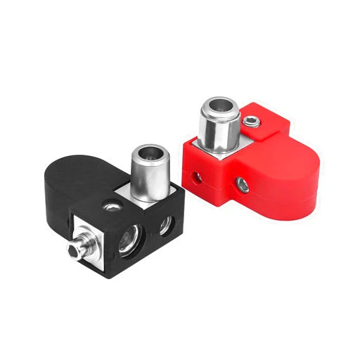 Recoil BTO Solid Brass Positive Negative Battery Terminals with Adaptor Collars, 1X0/2/4 Gauge & 1X4/8 Gauge Outputs, Top-Mounted or Side-Mounted Power Ring Provision and OEM Post Adapter
