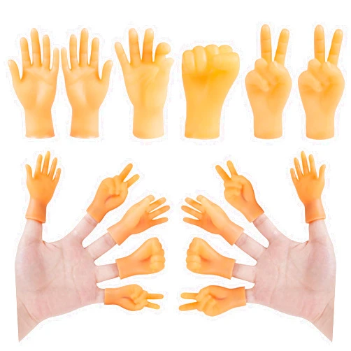 STEFORD 30 PCS Tiny Finger Hands, Mini Rubber Finger Puppets Funny Little Small Hands for Fingers, Cats, Shows, Parties, Games