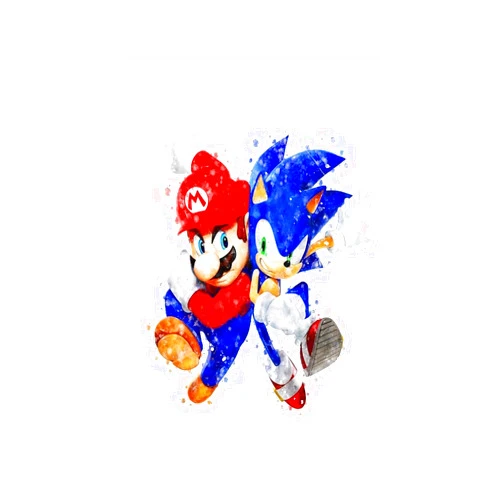 Generic Mario And Sonic Watercolor Print Sonic The Hedgehog Poster Super Mario Canvas Poster Wall Art Decor Print Picture Paintings for Living Room Bedroom Decoration Unframe:12x18inch(30x