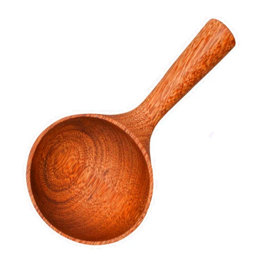 VINTORKY Natural Wooden Scoop Short Handle Water Ladle Bath Salt Rice Spoon Flour Cooking Spoon Handcrafted Wood Scoop for Soup Bath Rinse and Use