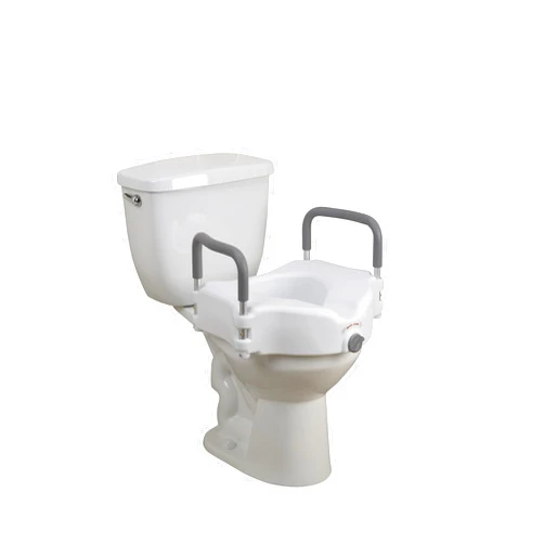 Drive Medical RTL12027RA 2-in-1 Raised Toilet Seat with Removable Padded Arms, Standard Seat