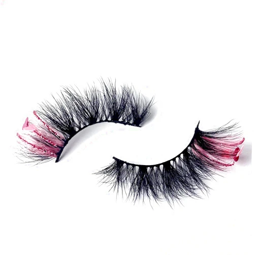 Luvly Lotus False Lash Wispy Dramatic Fluffy Strip Decorative Lashes Party, Cosplay, Valentine's Day, Pink, Red, Glitter, Heart, Voluminous, Natural, Short, Long (Pink, 15-20mm)