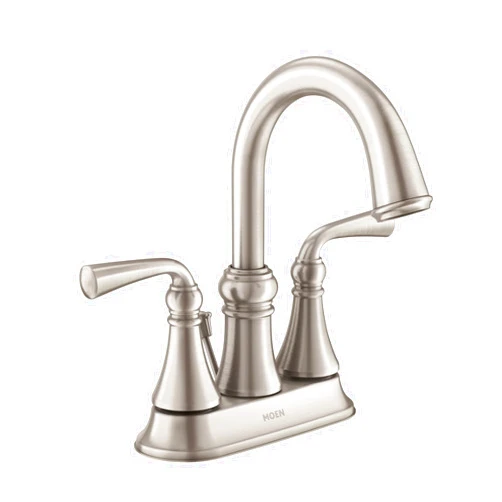 Moen Wetherly Spot Resist Brushed Nickel Two-Handle Centerset Bathroom Faucet with Drain Assembly, WS84850SRN