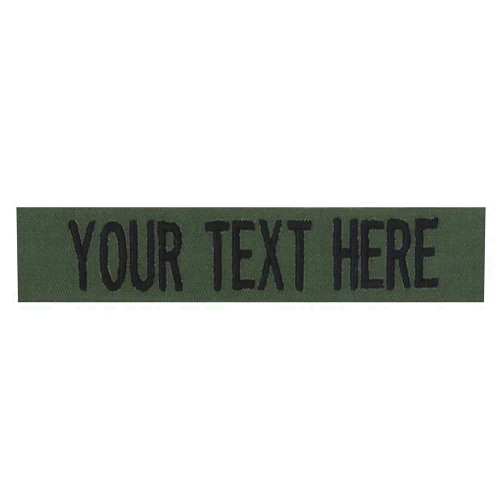 Northern Safari Custom Uniform Name Tape. Olive Drab Fabric, 5 Inch Sew on