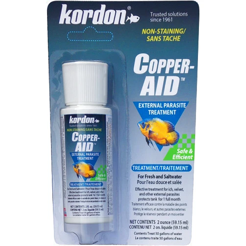 KORDON Copper-AID External Parasite Treatment for Aquarium Fish – Cures Ich, Velvet, and Parasites on Freshwater and Saltwater Fish, 2-Ounces, 1 Count (Pack of 1)
