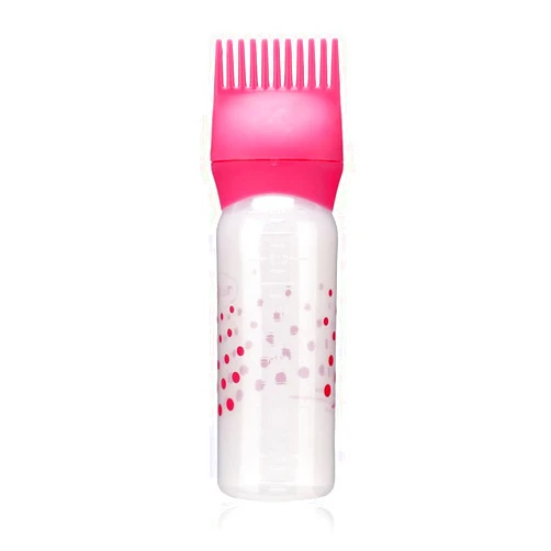 Antilog Root Comb Applicator Bottle with Graduated Scale and Brush for Salon Hair Coloring, Hair Dying (rose red, 170ml)
