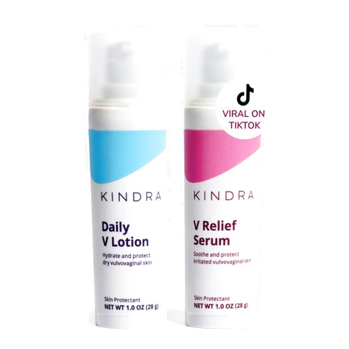 Kindra V Hydration & Relief Duo - Daily V Lotion & V Relief Serum, OBGYN Recommended for Dryness & Itch, with Hyaluronic Acid, Prevents Infection & Odor- Estrogen-Free Cream, pH-Balanced Feminine Care
