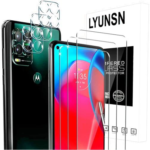 LYUNSN [3+3Pack] for Motorola Moto G Stylus 5G Screen Protector and Camera Lens Protectors Bubble Free Anti-Scratch HD Clear Protective film 9H Hardness Tempered Glass Screen Protector