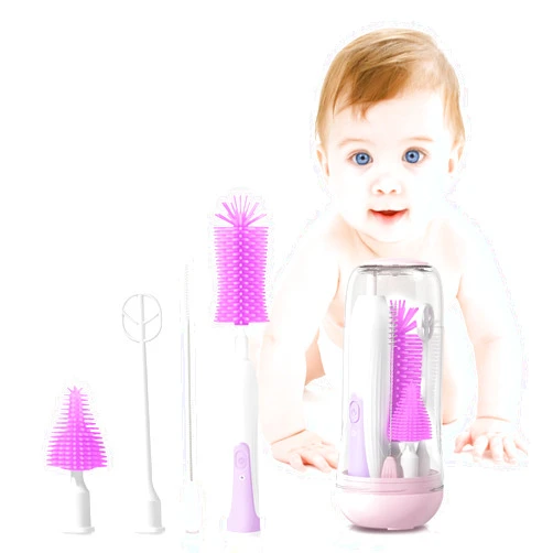 G-RECREATER G-RECREATER Electric Bottle Brush Cleaner Baby, Silicone Electric Baby Bottle Brush Set with Nipple Brush/Baby Formula Mixer USB Rechargeable & 2 Mode 360° Spinning Cleaner. Essential Feeding Supplies for Moms