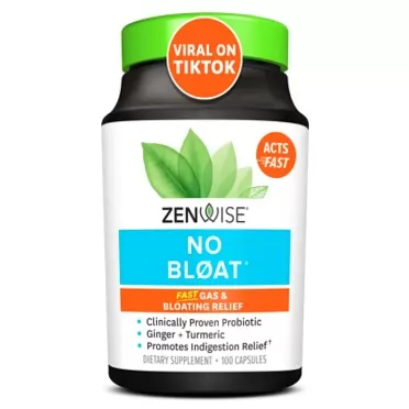 Zenwise Health Zenwise No Bloat - Probiotics, Digestive Enzymes for Bloating and Gas Relief - Ginger, Dandelion, and Cinnamon to Improve Digestion - Vegan Water Retention Pills + Diuretic for Women & Men - 100 Count
