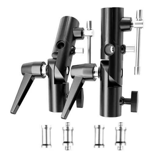 EMART Camera Flash Bracket H Type Mount with Umbrella Softbox Holder, 180° Swivel Adjustable Metal Light Stand Adapter with 1/4