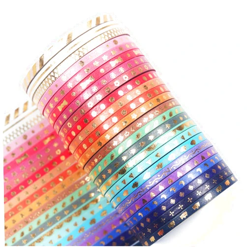 YUBBAEX 24 Rolls Skinny Washi Tape Set Gold Foil Print Decorative Tapes for Arts, DIY Crafts, Journals, Planners, Scrapbooking, Wrapping (Slim 3mm)