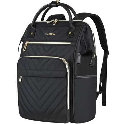 VANKEAN 17 Inch Laptop Backpack for Women Men Fashion Computer Work Bag, Large Capacity Waterproof Backpack with USB Port & RFID Pockets, College Daypack Business Travel, Black