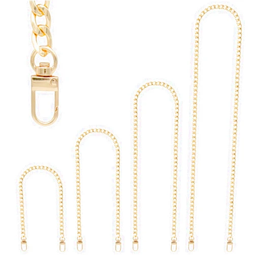 RAPUDA 4 Pieces Different Sizes Iron Replacement Flat Chains Iron, Metal Chain Strap for DIY Purse Handbag Shoulder Crossbody Bag Clutch by RAPUDA(15.4 Inch, 23.6 Inch, 31. 4 Inch, 47.2 Inch) Gold