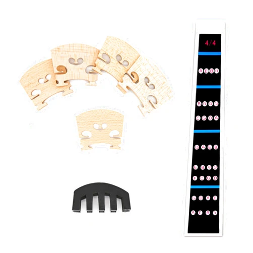 INKNOTE 8 PCS Violin Beginner Set - 4/4 Violin Notes Stickers, 5 pcs Maple 4/4 Full Size Violin Bridges, Violin Rubber Mute, with dust-free cloth, Ideal for anyone wanting to learn to play the violin
