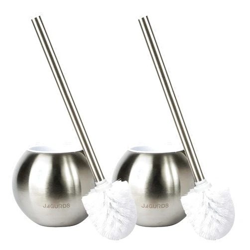 JAGURDS Toilet Brush and Holder, 2 Pack Stainless Steel Toilet Brush and Holder Set for Bathroom, Toilet Bowl Brush Modern Toilet Scrubber Brush
