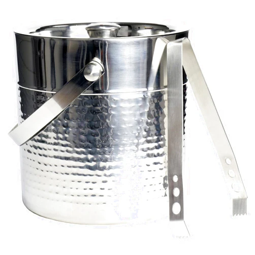 Chef Craft Hammered Ice Bucket with Tong, 3 Quart Volume Capacity, Stainless Steel