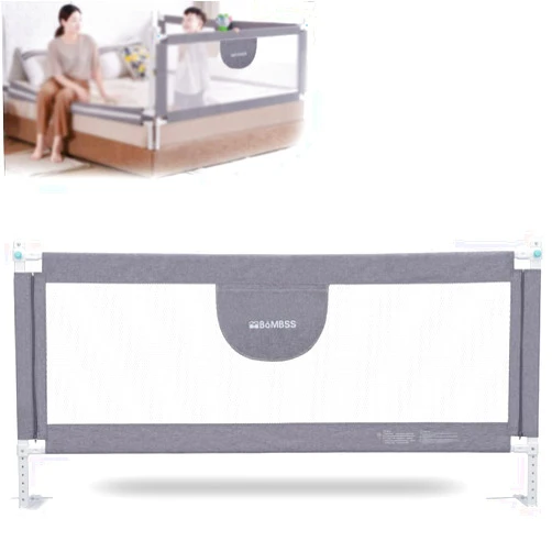 MBQMBSS Bed Rails for Toddlers - 60 70 80 Inch Extra Long Baby Bed Rail Guard with Y-Strap for Kids Twin,Double,Full Size Queen & King Mattress (Gray/White) (1Side: 80 Inch(L) X30(H))
