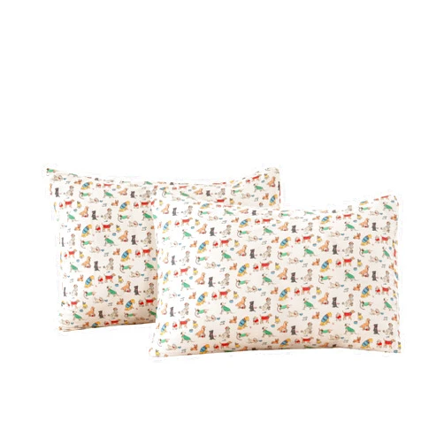 ECOCOTT 2 Pack Pillowcase Standard Size, Cartoon Cute Dogs Animal Pattern Pillow Cases Set, 100% Cotton Pillow Covers with Envelope Closure (Standard, 20