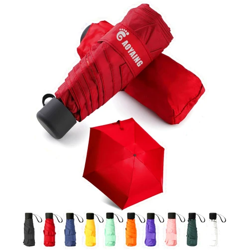 GAOYAING Small Mini Umbrella with Case by GAOYAINIG Light Compact Design Perfect for Travel Lightweight Portable Parasol Outdoor Sun&Rain Umbrellas Red, 34 Inches