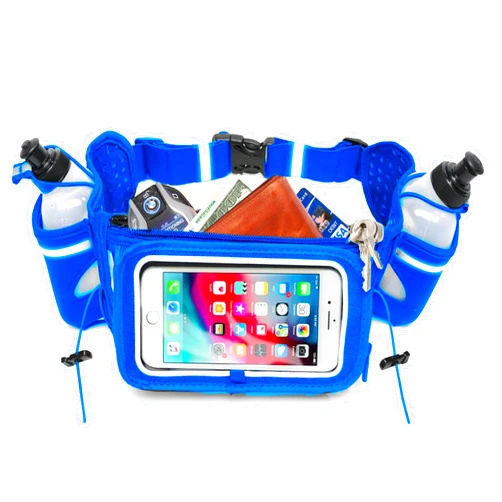 Runtasty [Voted No.1 Hydration Belt] Winners' Running Fuel Belt - Includes Accessories: 2 BPA Free Water Bottles - Fits Any iPhone - w/Touchscreen Cover - No Bounce Fit and More!