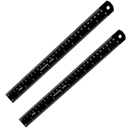 Zotemo Metal Ruler, 12 Inch Stainless Steel Ruler with Metric Measurement, 2 Pack, 30 Centimeters Long Straight Edge Ruler with Inch to MM Conversion Table for Students, Machinist and Drafting