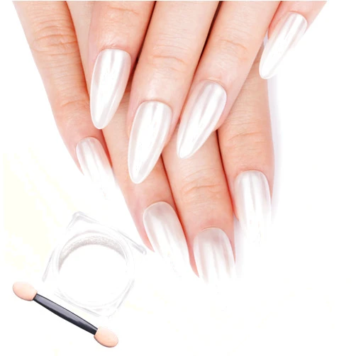 Pretty Diva PrettyDiva Glazed Donut Chrome Powder White Nail Powder Chrome Powder Magic White Glazed Chrome Powder for Nails High Gloss Pearlescent Chrome Nail Powder for DIY Nail Art 1g/Jar (Doughnut)