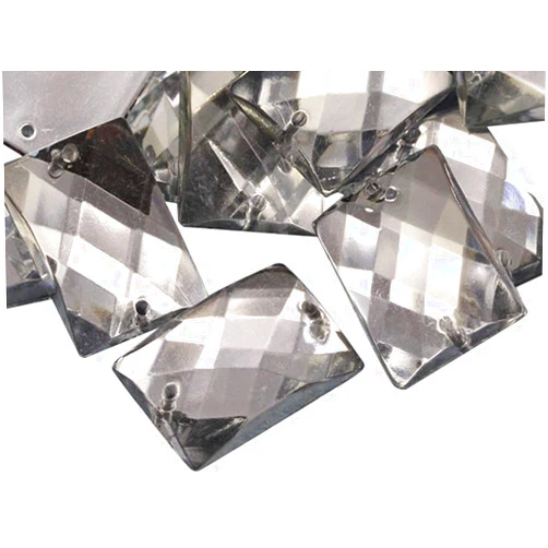 Allstarco 18x13mm Crystal Clear CH38 Flat Back Rectangle Sew On Beads for Crafts Plastic Acrylic Rhinestones with Holes for Sewing, Clothing Embelishments, Costume Cosplays 45 Pieces