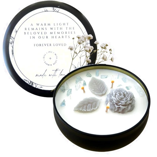 Gill + Jill Thinking of You Memorial Candles for Loss of Loved One – Sympathy Gifts for Loss of Loved One – Bereavement, Condolence and Remembrance Candle – Natural Wax Rose with Lavender, Jasmine & Patchouli