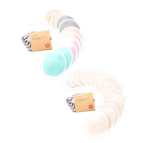 Keababies Organic Nursing Pads - 14 Organic Bamboo Breastfeeding Pads, Wash Bag, Reusable Breast Pads for Breastfeeding, Nipple Pads for Breastfeeding Essentials