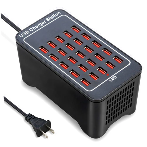 RUANSZZ USB Charging Station, 25 Port 125W(25A), Travel Desktop USB Rapid Charger, Multi Ports Fast Charging Station Organizer Compatible with Smartphones, Tables, and More Devices