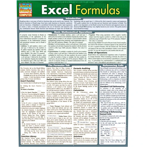 By John Hales (Author), Krista Jensen (Author) Excel Formulas QuickStudy Laminated Study Guide (QuickStudy Computer)