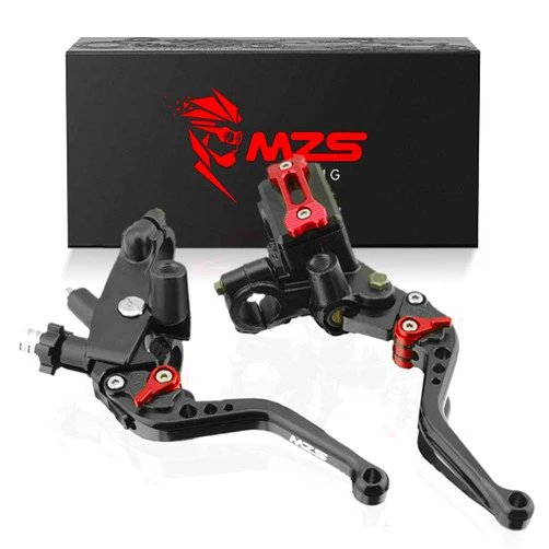 MZS Black 7/8 Levers Set Brake Master Cylinder Clutch Lever Universal Short Adjustable CNC Compatible with Motorcycle Street Sport Dirt Pit Mini Bike Scooter ATV