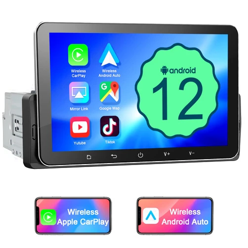 LEROAADZ Single Din Touchscreen Car Radio - 7 Inch Single Din Car Stereo with Wireless Apple CarPlay, Android Auto, Mirror Link, GPS Navigation, Bluetooth, WiFi, FM, USB, Hands-Free Calling Car Audio Receiver