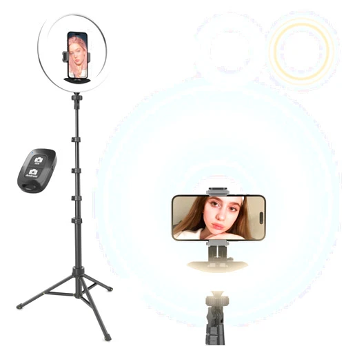UBeesize 12” Selfie Ring Light with 62” Extendable Tripod Stand & Remote, LED Circle Light with Phone Holder for Video Recording/Makeup/Content Creator (YouTube/TikTok/Twitch), Phone, Camera & Webcam