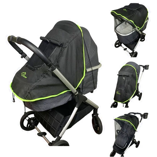 Ezkindheit Universal Sun Shade and Mosquito Shield for Strollers – Baby Stroller Accessories – Blackout Cover Accessory and Visor for Boys and Girls – Versatile Stroller Attachment & Protector