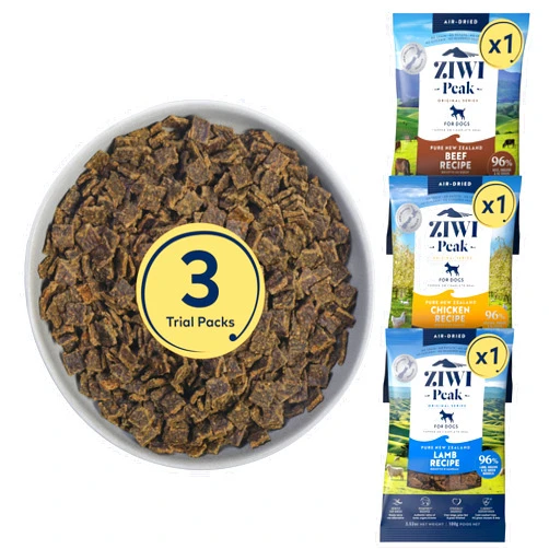 ZIWI Bundle of ZIWI Peak Air-Dried Dog Food, Trial Size: Beef + Chicken + Lamb - All Natural, High Protein, Grain Free, Limited Ingredient w/Superfoods (3.5oz)