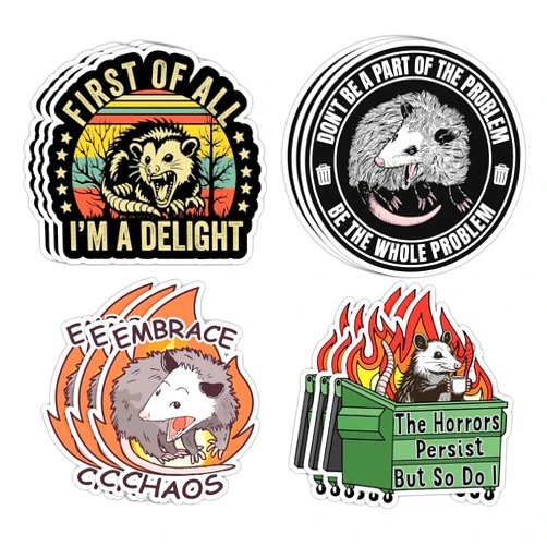 Tostmrks 12-Pack Possum Stickers - Don't Be A Part of The Problem Be The Whole Problem - Funny Opossum Decals for Phone, Laptop, Water Bottle, and Gift Decor - Waterproof, Weather-Resistant, 3x3