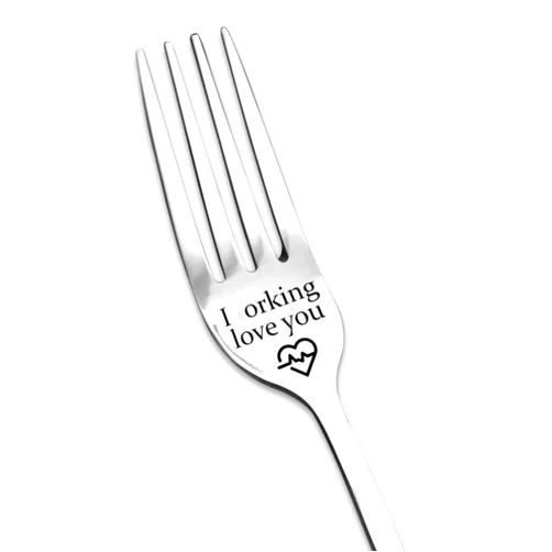 YIIHUD I Love You Funny Engraved Stainless Steel Dinner Forks,Gifts for Wife Girlfriend Boyfriend Mom Dad,Christmas,Anniversary,Wedding,Birthday,Valentine's Day Father's Day Gifts