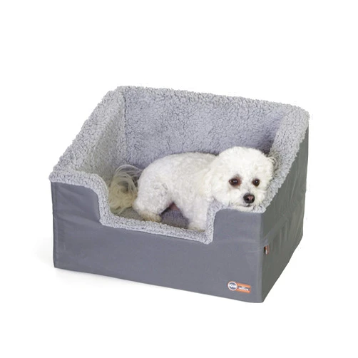 K&H Pet Products Rectangle Bucket Booster Pet Seat - Dog Booster Seat Car Seat for Dogs & Cats Collapsible Rectangle Gray/Gray Large