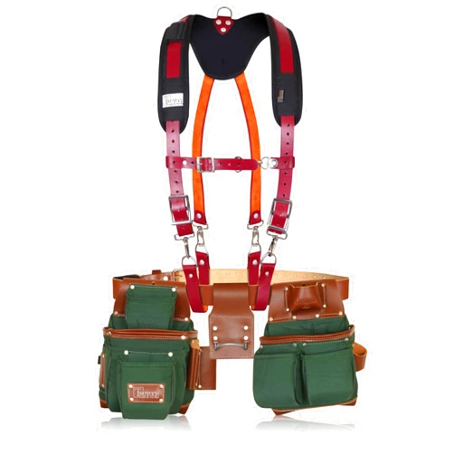TRUTUCH Nylon and Leather Tool Belt with Suspender | Framing Tool Bags | Leather Tool Belt | Leather Work Suspender | Carpenter Tool Belt | Construction | Framers | Electrician Tool Belt