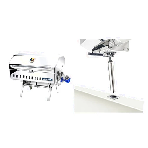 Magma Products, Newport II Classic Gourmet Series Gas Grill, A10-918-2, Multi, One Size and MAGMA Products, T10-355, LeveLock Table Mount, All-Angle Fish Rod Holder,