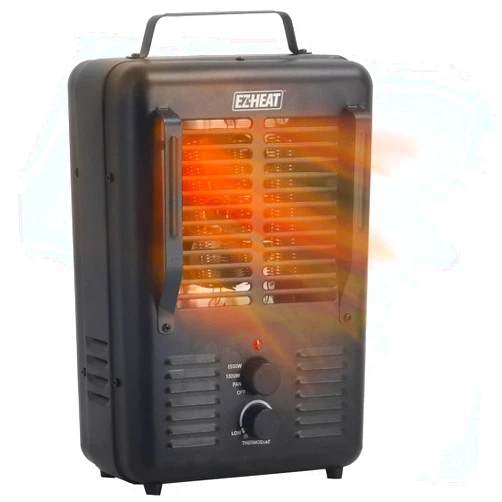 EZ-HEAT 1,500-Watt Portable Milkhouse Style Utility Space Heater with Adjustable Thermostat, Overheat Protection, and Safety Tip-Over Switch, Matte Black, MTFH-01C-MB