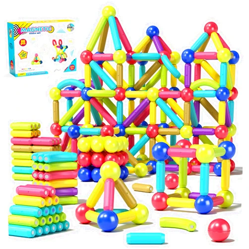 Asago Magnetic Building Toys for Kids, 88pcs Magnetic Tiles Toddler Toys, Magnet Blocks Sticks & Ball Creativity Game, STEM Brain Development Kit for Preschool Girls,Boys Ideal Gift Set