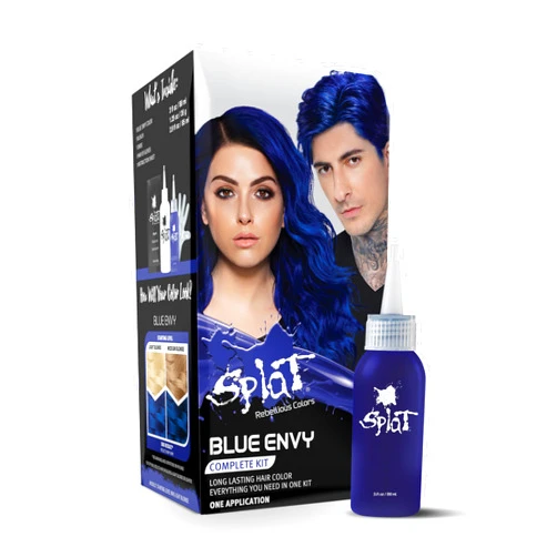 Splat Blue Envy Semi Permanent Hair Dye Kit with Bleach, 1 Application, Includes Blue Hair Dye, Oxide & Bleach Powder, Vegan & Cruelty Free Hair Color