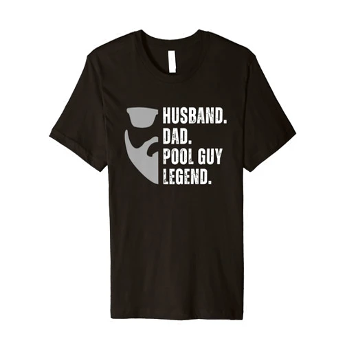Funny Pool Guy Shirts for Bearded Husbands Dads Husband Dad Pool Guy Legend Bearded Premium T-Shirt