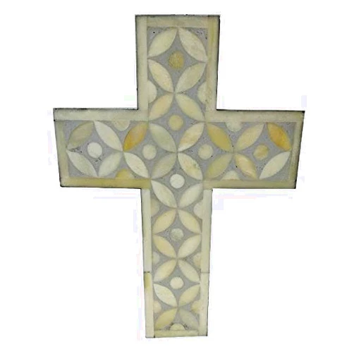 FAIR DEAL HANDICRAFTS Handmade Star Eye Wall Hanging Bone Inlay Holy Cross Blessing For Home And Protection Against Evil Eye (Grey) Mother's Day Gift