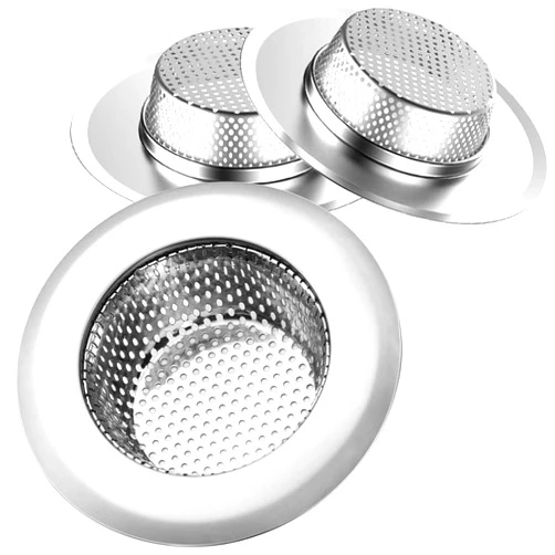 Feeke Drain Hair Catcher(3 Pack), Shower Drain Cover for Bathtub, Kitchen Sink Strainer, Stainless Steel Bathroom Sink, Drain Stopper Sizes 4.5