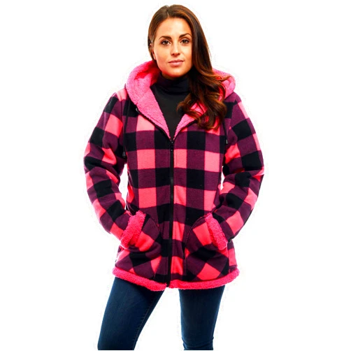 TrailCrest Ladies Smart Plush Sherpa Lined Hooded Sweater Jacket, Zip Up Classic