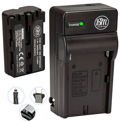 BM Premium NP-FM500H Battery and Charger for Sony Alpha a68, a77II, SLT-A57, SLT-A58, SLT-A65V, SLT-A77V, SLT-A99V, SLT-A200, A300, A350, A450, A500, A550, A560, A580, A700, A850, A900 Cameras